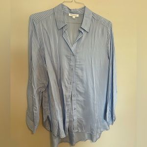 Light blue striped button down shirt. NEVER WORN!!